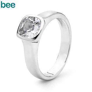 Bee Smykker Bezel Ring sølv Fingerring blank, modell 35310-CZ